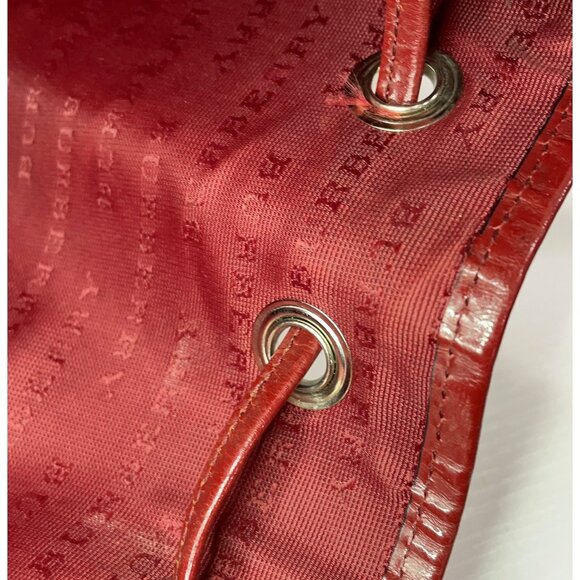 Burberry Bucket Back with red leather - traditional Burberry Check - Picture 4 of 7